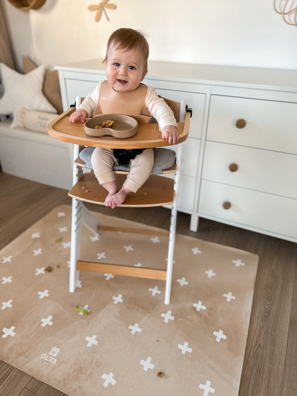 Kids Mealtime Floor Mat, Non-Slip & Waterproof - Cross Sand